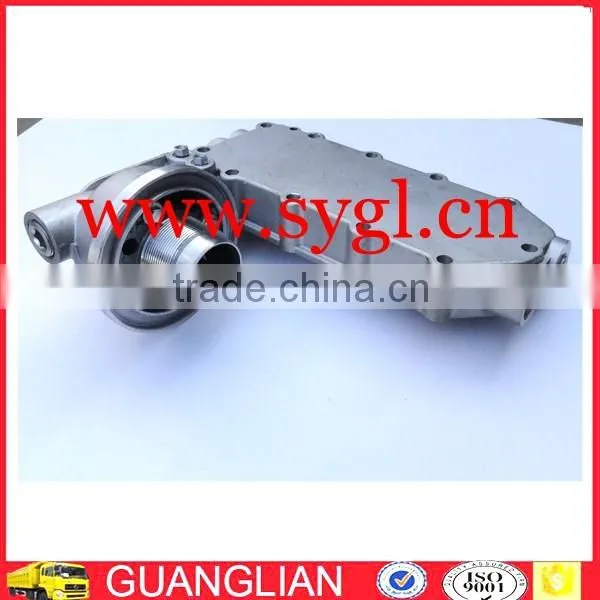 Excavator Engine Parts 6CT Engine Oil Cooler Cover oil filter seat 3974324