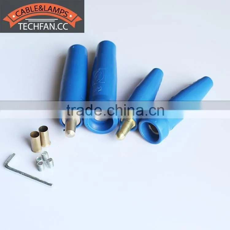 blue rubber brass 300AMP 500AMP welding cable flexible pvc socket
