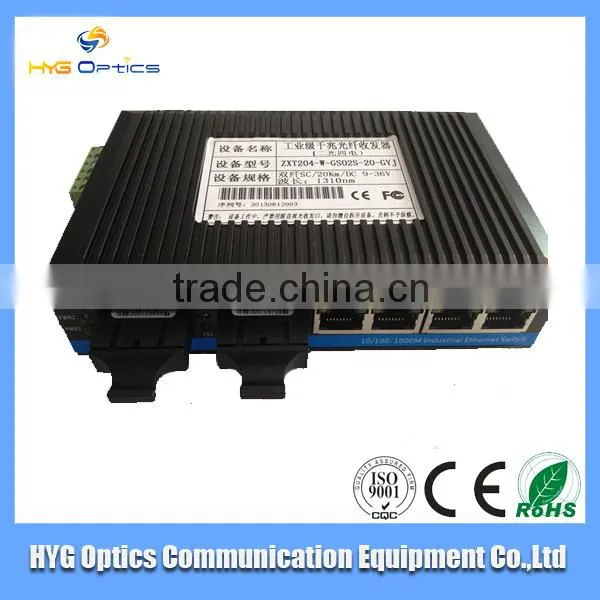 oem 10/100/1000M Industrial Ethernet Fiber Media Converter, 1 fiber port + 2 RJ45