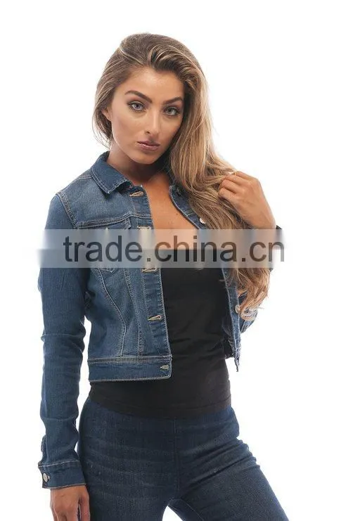 Womens Basic Button Down Denim Jean Jacket