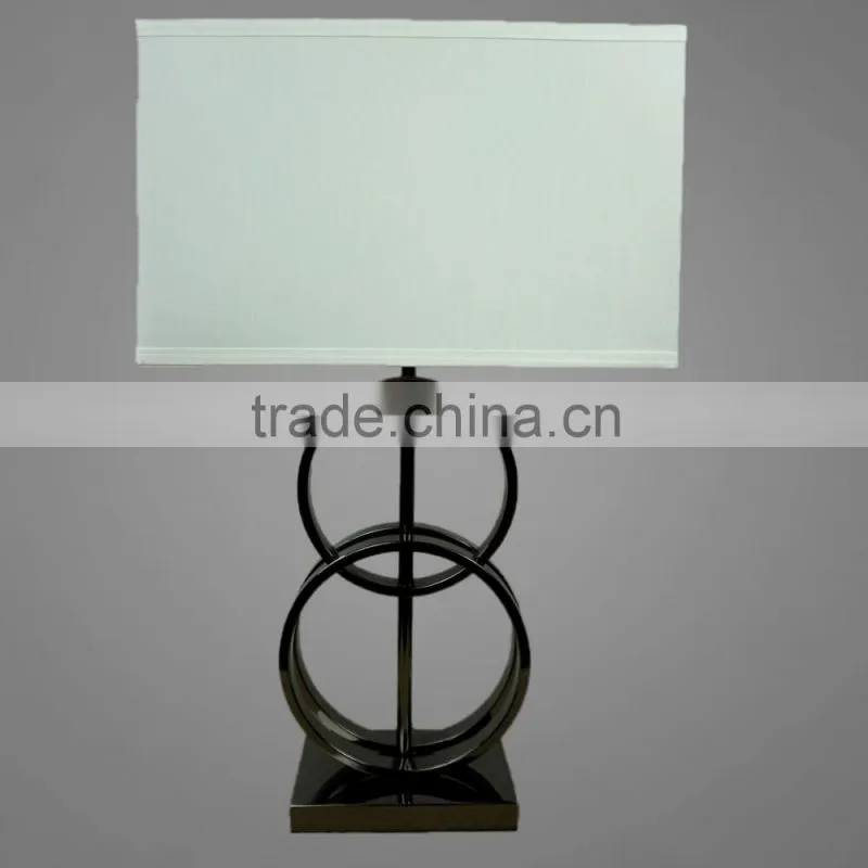 Black Plated Metal Base With White Fabric Lampshade Bedside Table Lamp Hotel Table Lamp