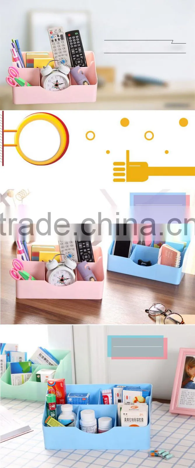 plasitc Cute Stationery Storage Box Desk Organizer Cosmetic box