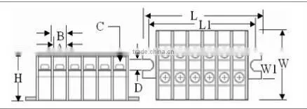 TA-Series Any Pole Assembly 10~400A Din Rail Mounted Terminal Block