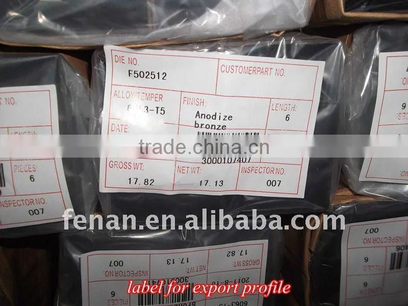 Fenan anodized profile aluminum angle extrusion