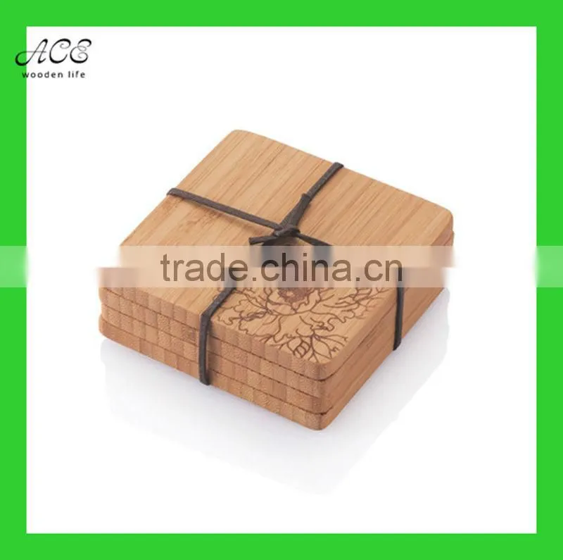 Custom bamboo coasters Laser engraved bamboo coasters Bamboo placemat