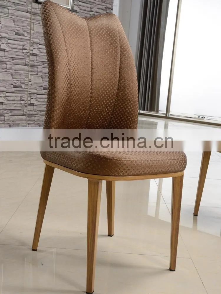 high quality woodgrain stainless steel leather dining chair LQ-QT200