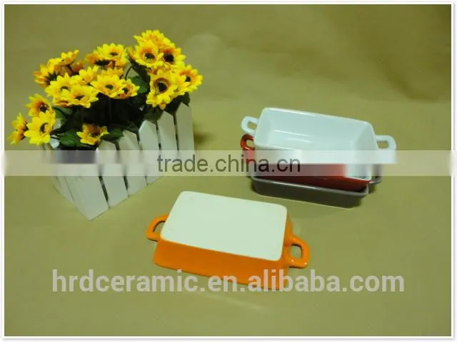 2014 hot sale square shape color ceramic bakeware