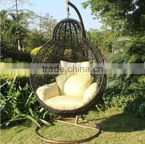 Garden rattan wicker hanging chair with stand