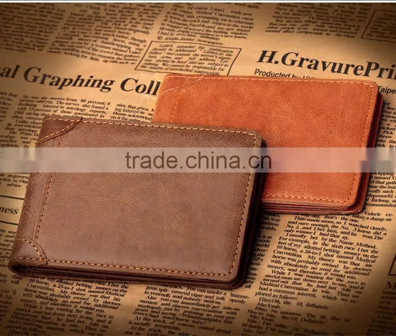Full Grain Leather Money Clip Wallet with High Quality RFID Blocker Slim Bifold Credit Card Holder
