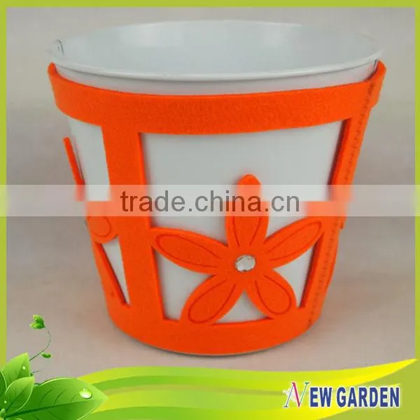 Home Furniture Flannelette And Iron Decorative Table Top Flower Vases