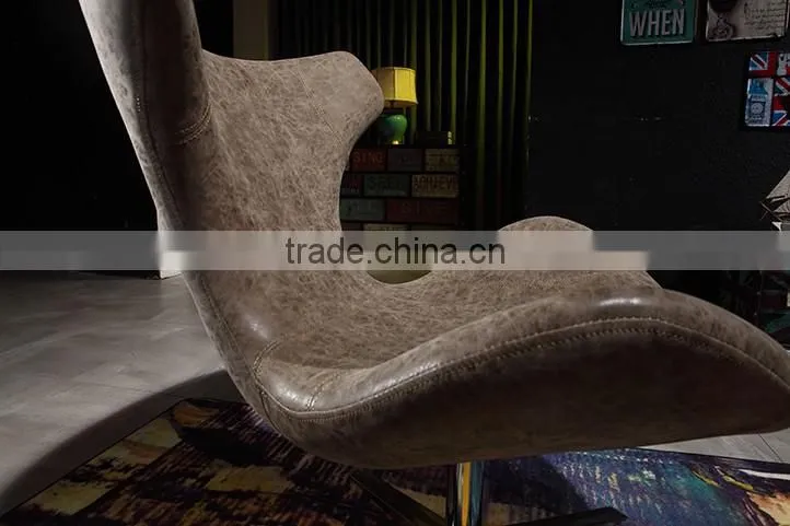 YYF2 lofty high quality Italian vintage leather antique adjustable dining swan chair