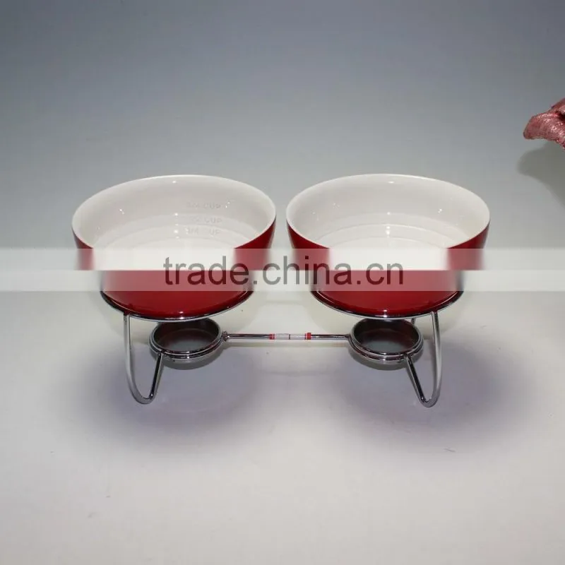 Ceramic Cheese Chocolate Tea Light Candle Fondue Set Pot with 4 Forks