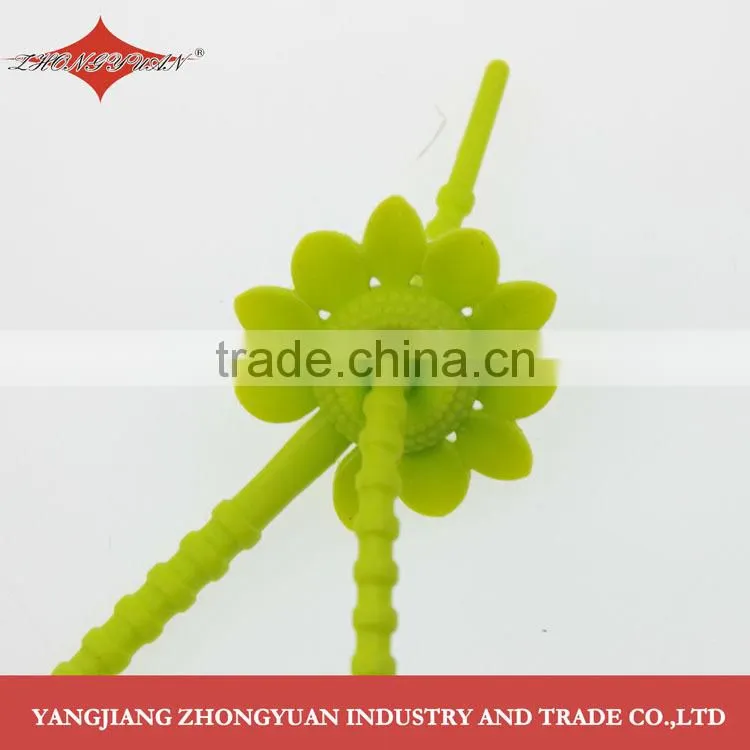 Multi-use silicone tie with sunflower head