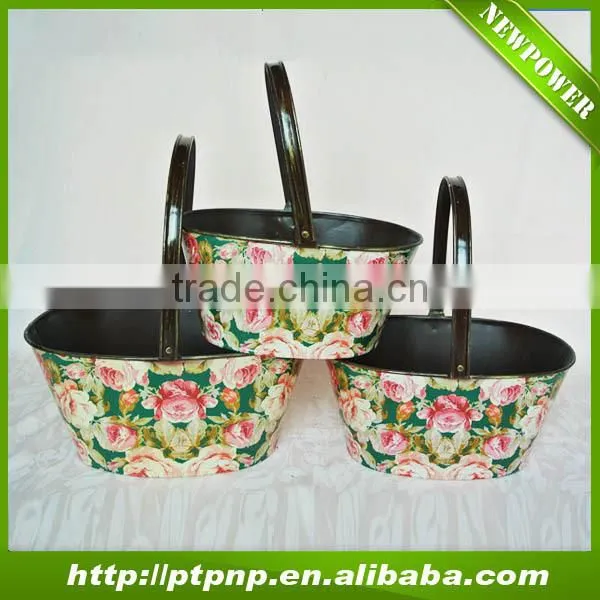 BSCI! Rose designed european style small indoor iron french flower pots rectangular for garden decor wholesale