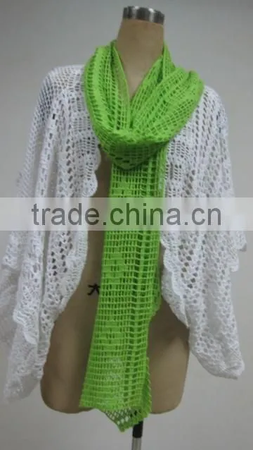 2014 dyeing cotton crochet knitted long scarf trim