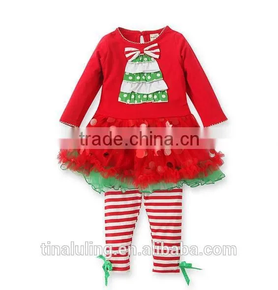 Wholesale children christmas boutique clothing lovely and cute baby chirstmas tree clothes new year clothing