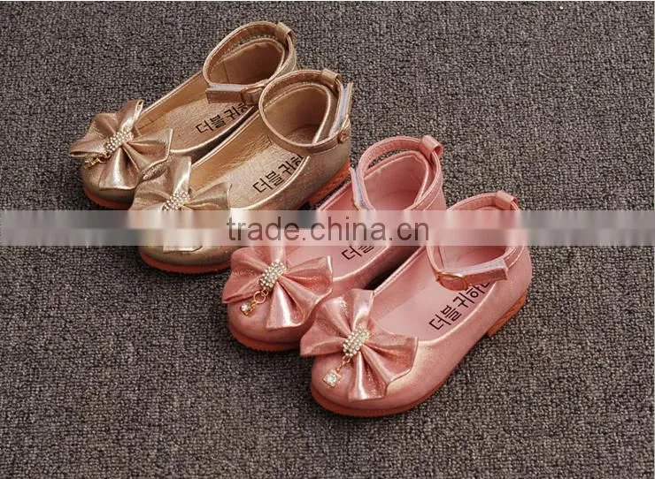 F10040E Latest girls fancy shoes new design bowknot shoes for small girls