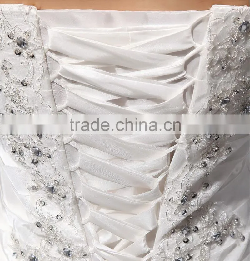 Newest Style Satin And Tulle Appliqued Elegant Ball Gown Simple Wedding Bridal dress