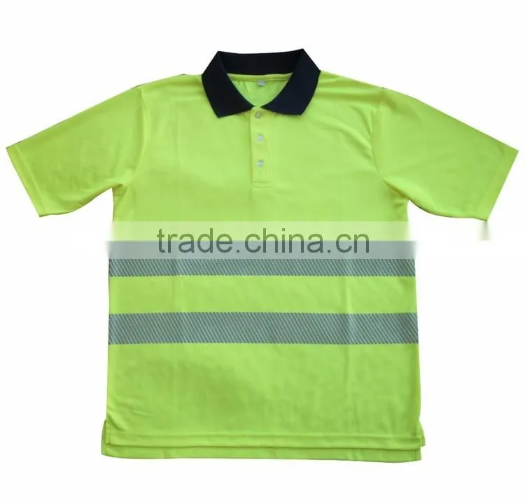 Knitted Hivis T-shirt men polo shirt with heat transfer tape EN471 high visibility