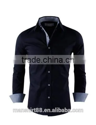 2016 multi color high collar button down slim fit casual shirt for men