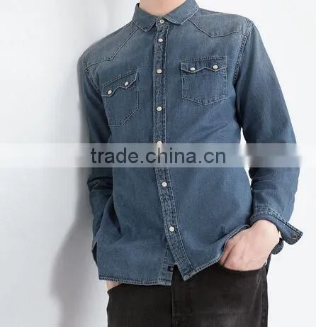 Denim shirt, men's short sleeve shirts