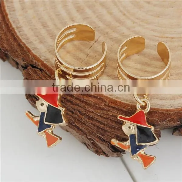 Halloween Ear Cuffs Clip Wrap Earrings Gold Plated Multicolor Witch Enamel 26mm x 10mm
