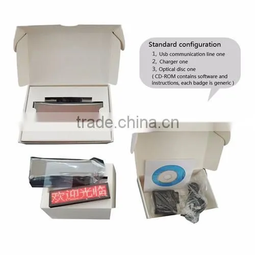 led dog id tag program moving message led word sign/Red four word led electronic badge card screen