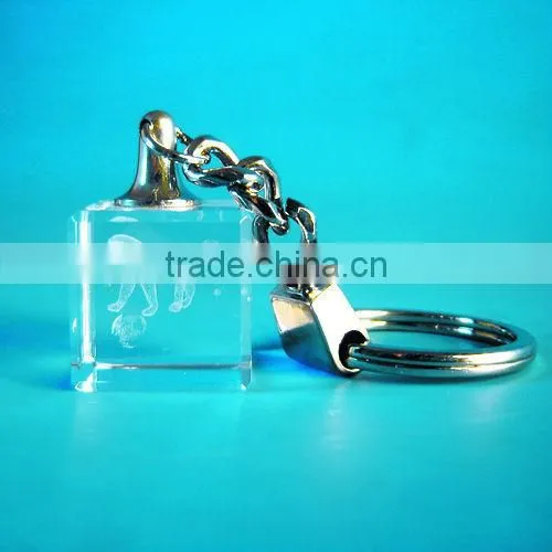 Loves 3d laser Crystal Keychain with dad and mum gift