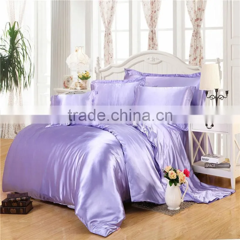 Ivory Color Silk Bedding Sets Twin Full Queen King Size Soft Bedcover Solid Color Duvet Cover Set