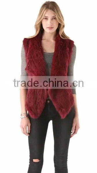 YR827 1*1 knit top quality Fashion design factory quality Ladies rabbit fur gilet