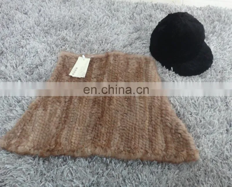 knitted mink fur tube cape for women
