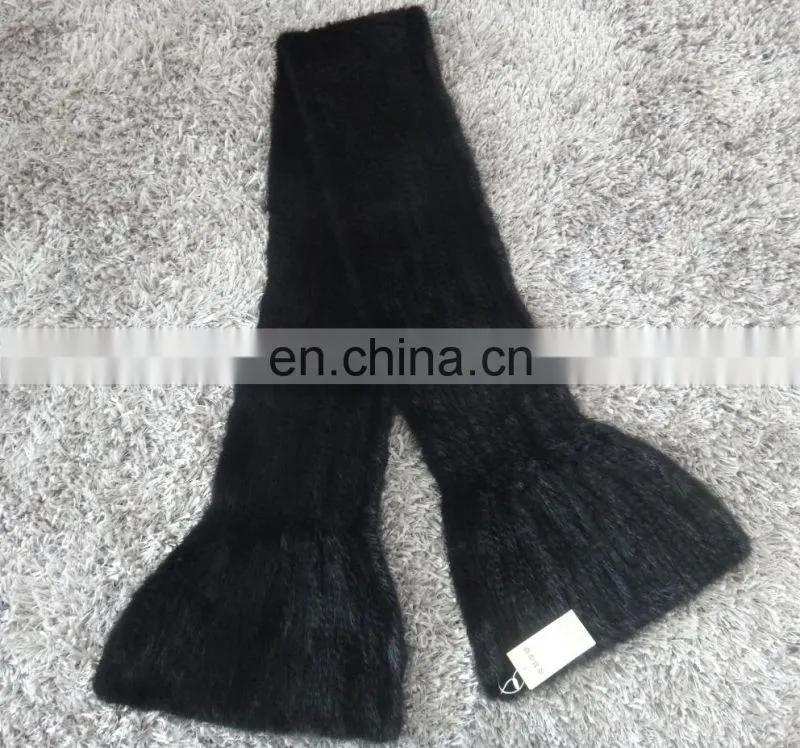 knitted black mink long scarf shawl mink stole European style