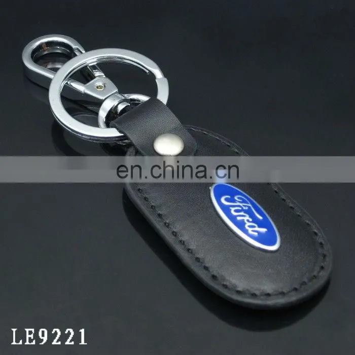 Custom PU leather keychain with printing your logo metal keyring