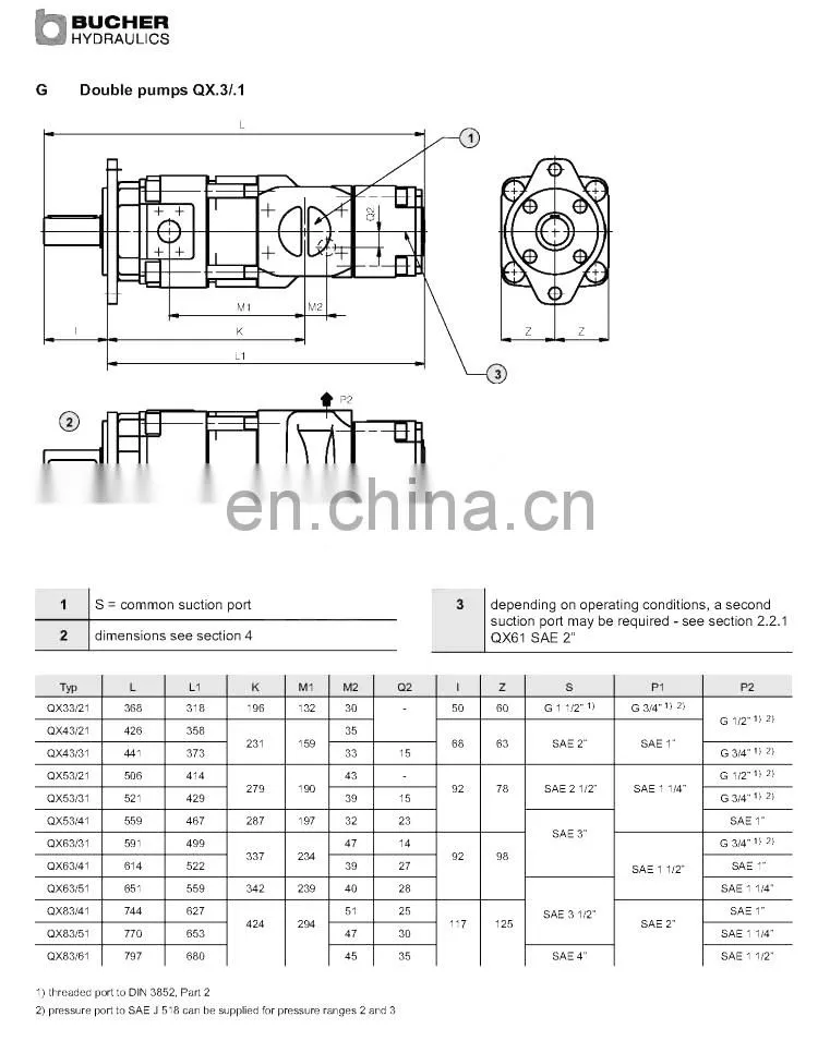 original import BUCHER QX series high pressure pump QX22 QX32 QX42 QX52 QX62 QX82 hydraulic pump