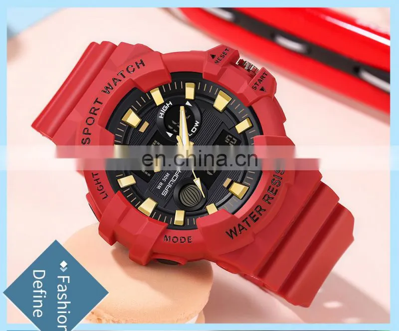 SANDA 3037 Ladies Mens Analog Digital Watches Military Waterproof Clock Casual Watch Women