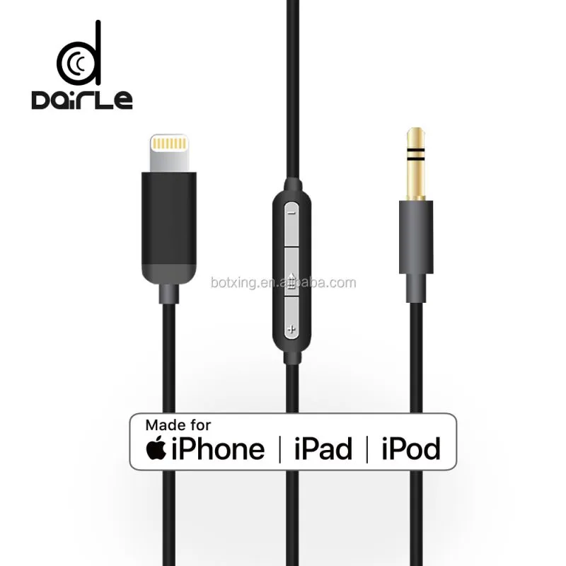 Black headphone lightening adapter 8 pin 3.5 male audio jack for apple certified cable supplier for iphone 5678X