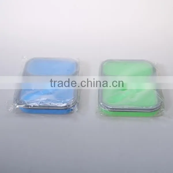 Silicone+PP The large capacity plastic students lunch box with spoon