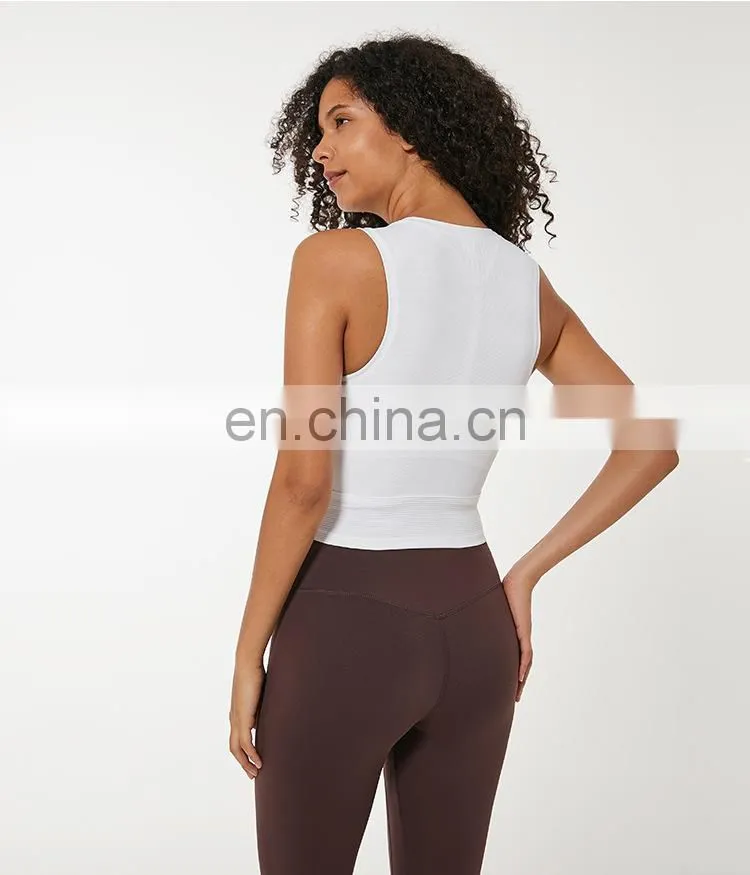 OEM & ODM Supplier Custom Logo Ribbed Fashion Gym Wear Sleeveless Yoga Crop Tank Top