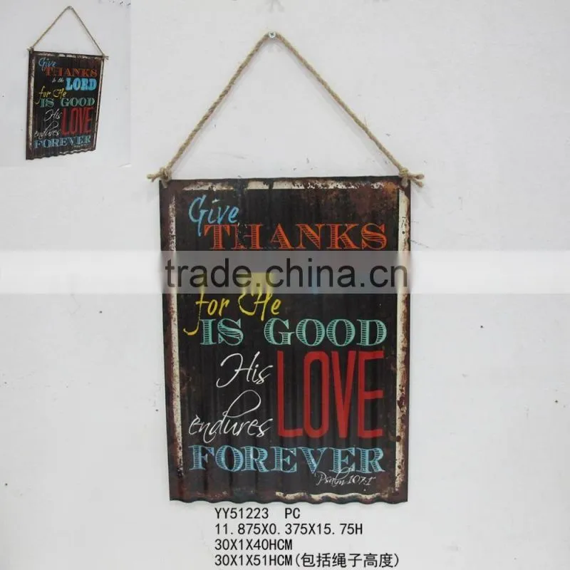 Factory vintage wave shape custom metal sign, metal wave tin plaque, factory advising plaque