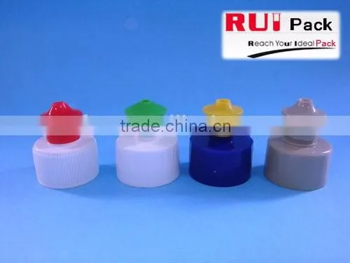 Cosmetic screw cap with long nozzle top.Pointed mouth plastic screw cap for cosmetic squeeze bottle