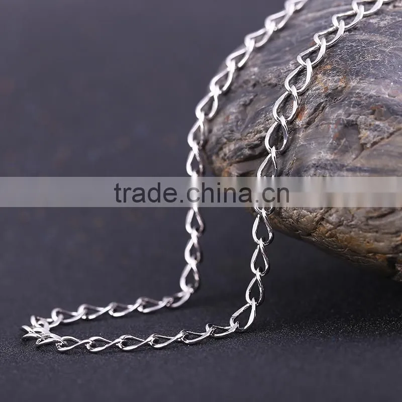 Hot Sales Wholesale Fashion Rhodium Plated Beautiful Curb Chain Of Necklace