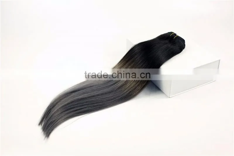 Dark roots human hair ombre brazilian hair weave pink gray and black ombre hair extensions