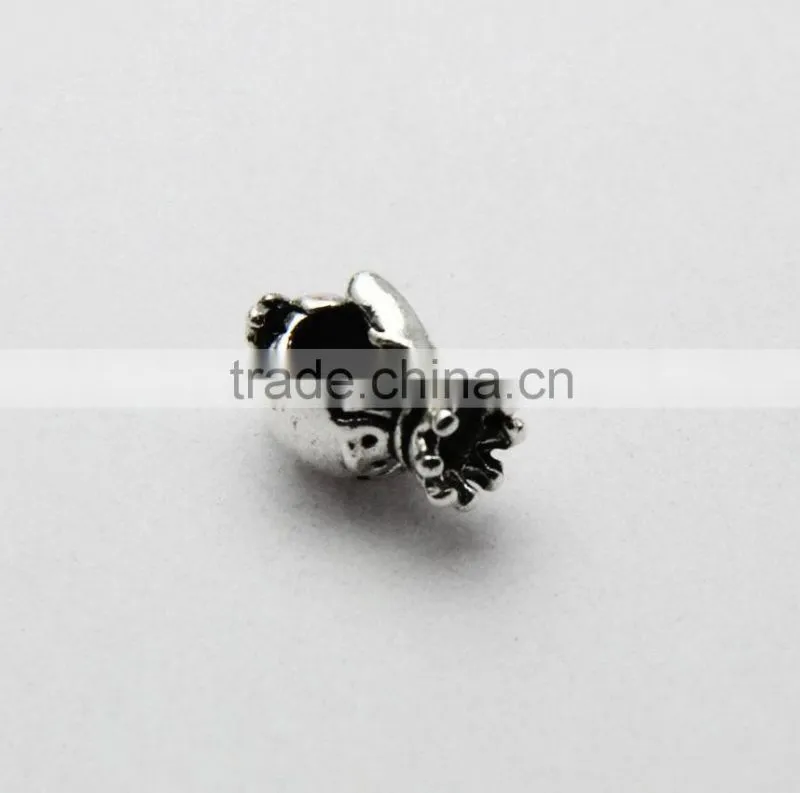 Wholesale Diy Anti-Silver Crown Penguin Shape Large Hole Metal Beads for Bracelets and Necklaces