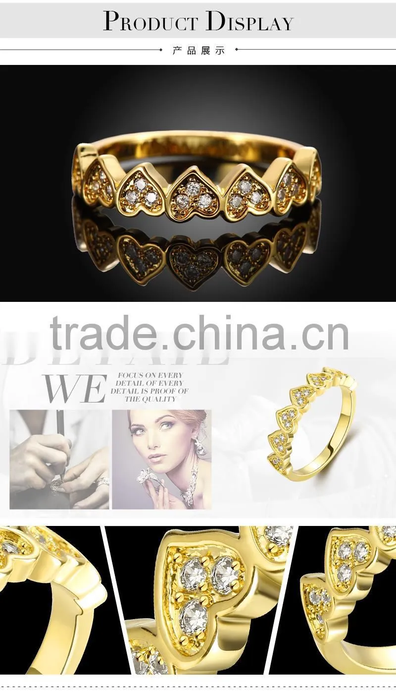 2015 new popular heart pattern light weight gold ring for girls