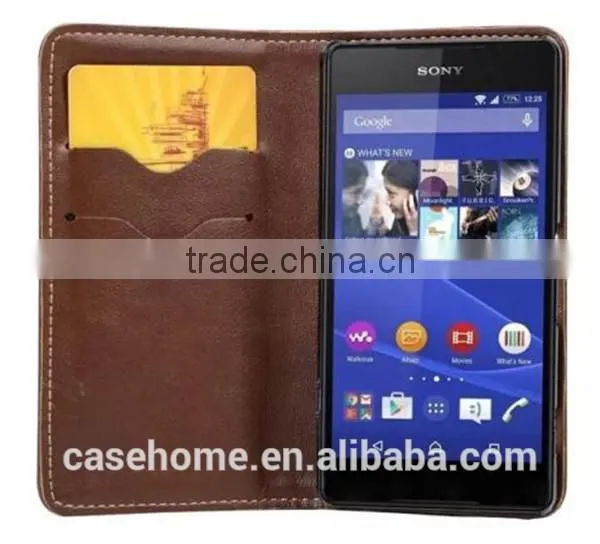 Book Style Dark Color PU Leather Case for Sony Xperia Z5 mini With Card Holder