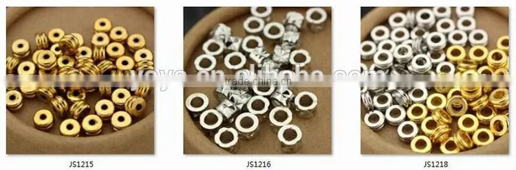 JS1218 Gold silver double disc rondelle spacer Beads,hot bracelet jewelry finding supplies