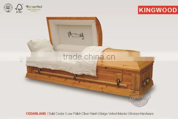solid mahogany wood casket full couch funeral product CEDARLAND chinese solid wood casket