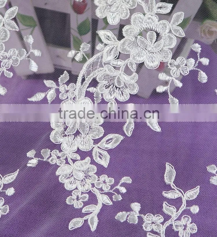 wholesale cheap nylon cotton african guipure lace fabric for dress flower embroidered in 2016