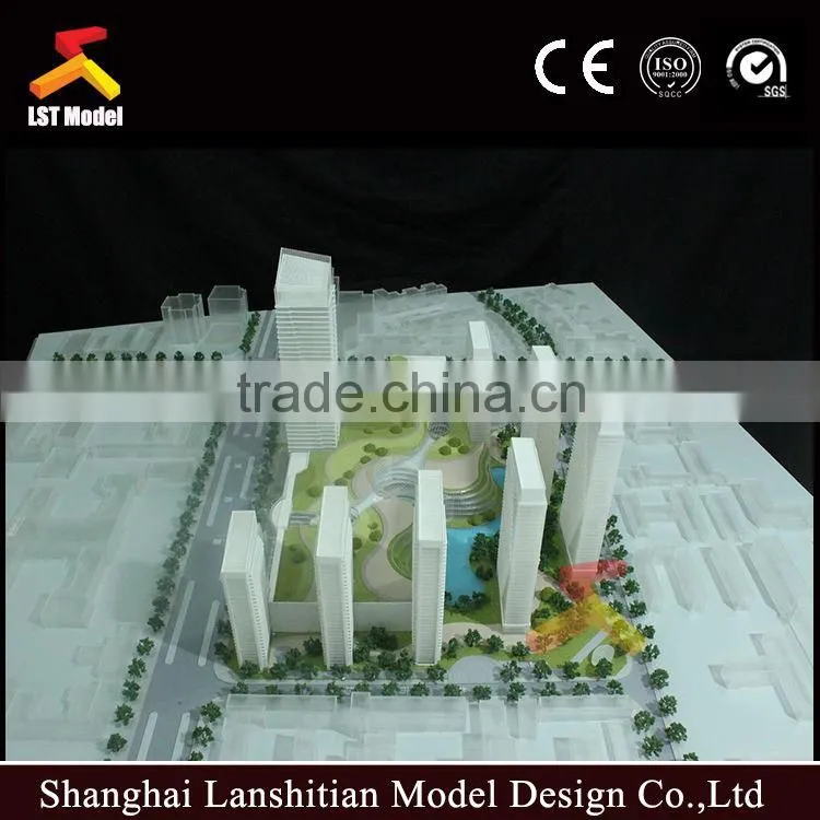 3d building model with landsape and plastic model car