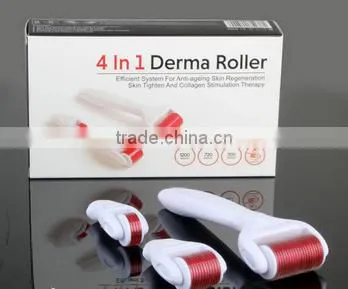 Personal Beauty care derma roller with 4 heads and disinfecting zone derma roller
